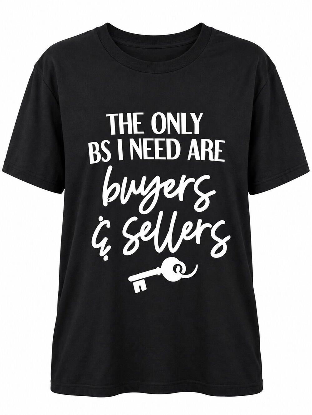 Black Graphic T-Shirt with Buyers & Sellers Print
